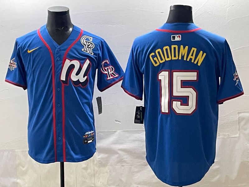 Men 2025 Colorado Rockies #15 Goodman Blue All star Nike MLB Jersey style 02->los angeles dodgers->MLB Jersey